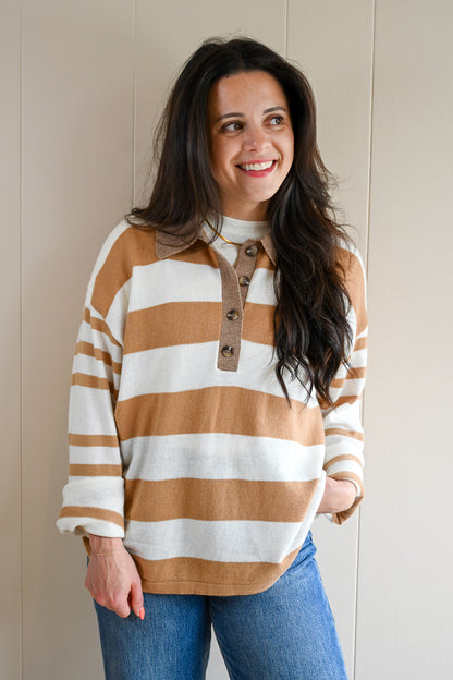 Petra Lane Polo Stripe Sweater