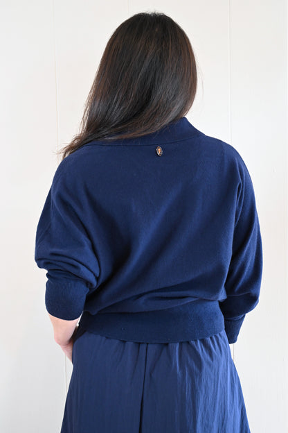 Ruth Court Collared Sweater - Midnight Ocean