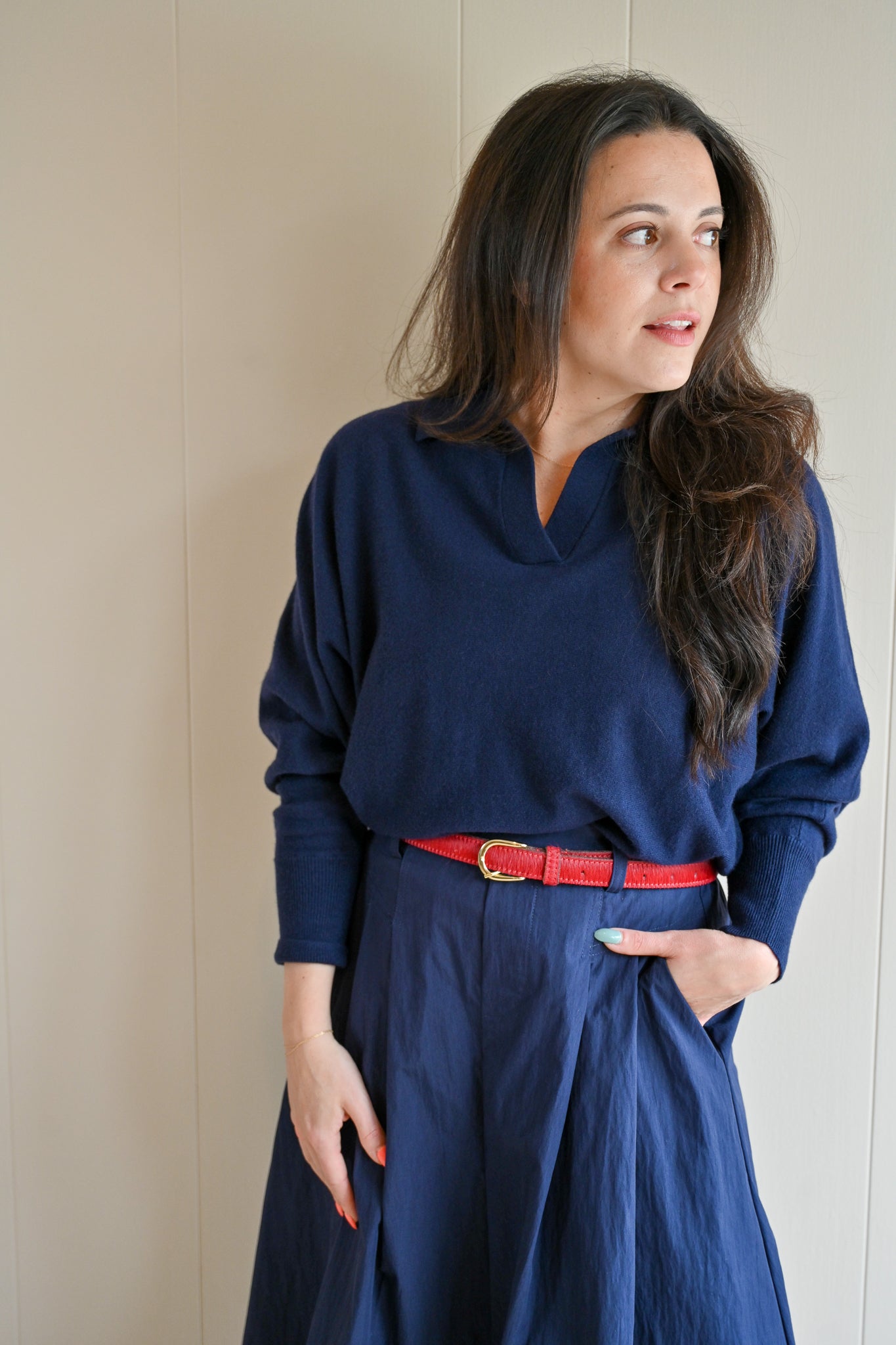Ruth Court Collared Sweater - Midnight Ocean