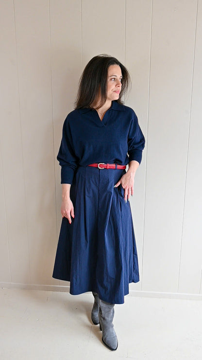 Ruth Court Collared Sweater - Midnight Ocean