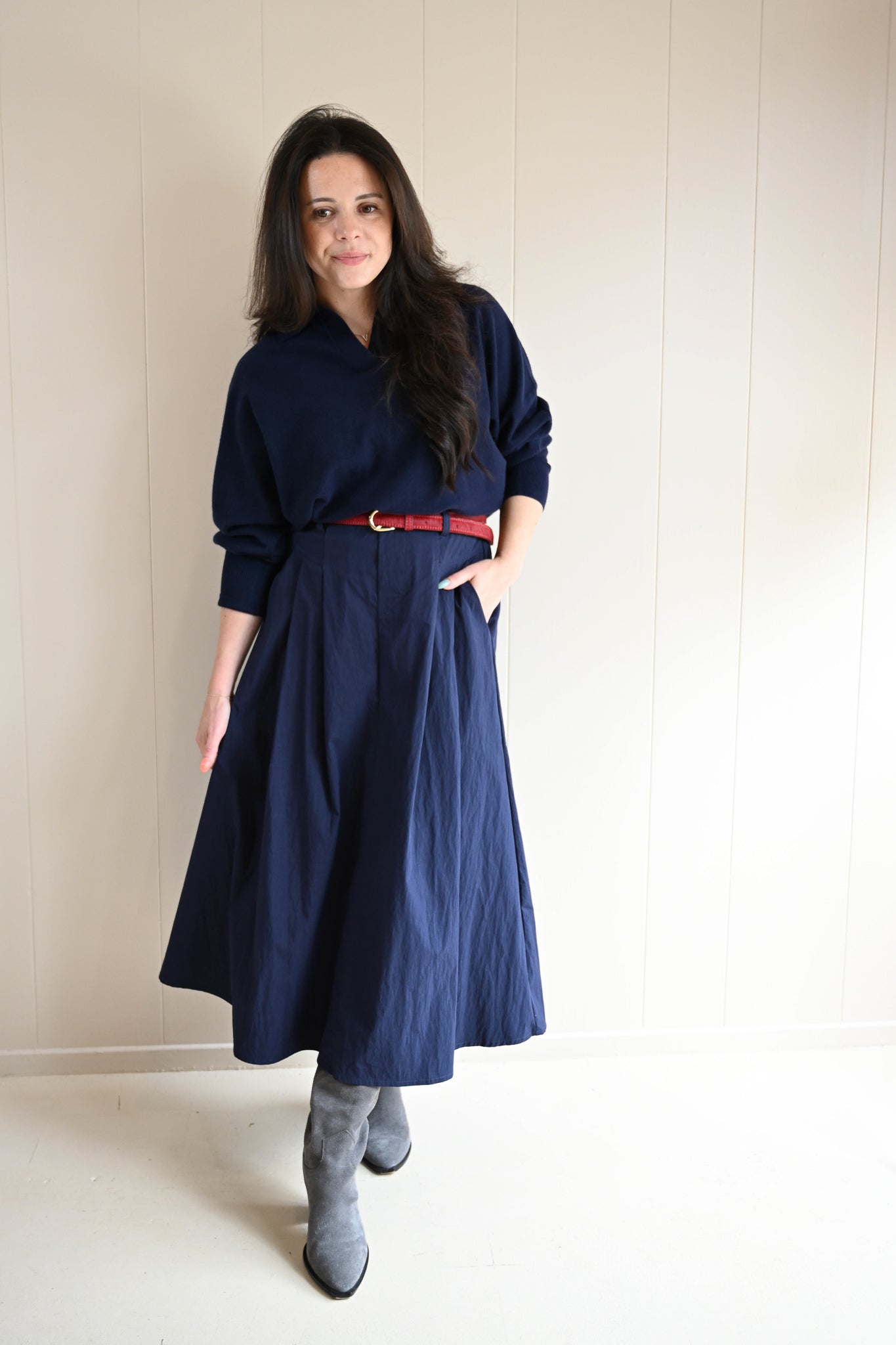 Ruth Court Collared Sweater - Midnight Ocean