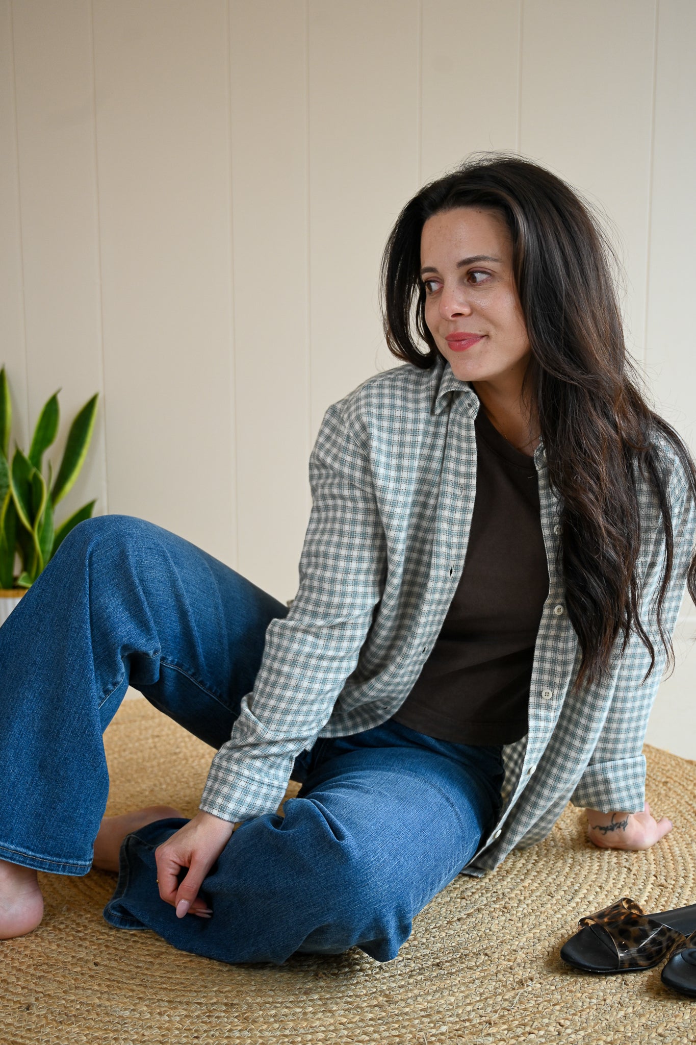 Lincoln Plaid Button-Up Top - Sky Fog