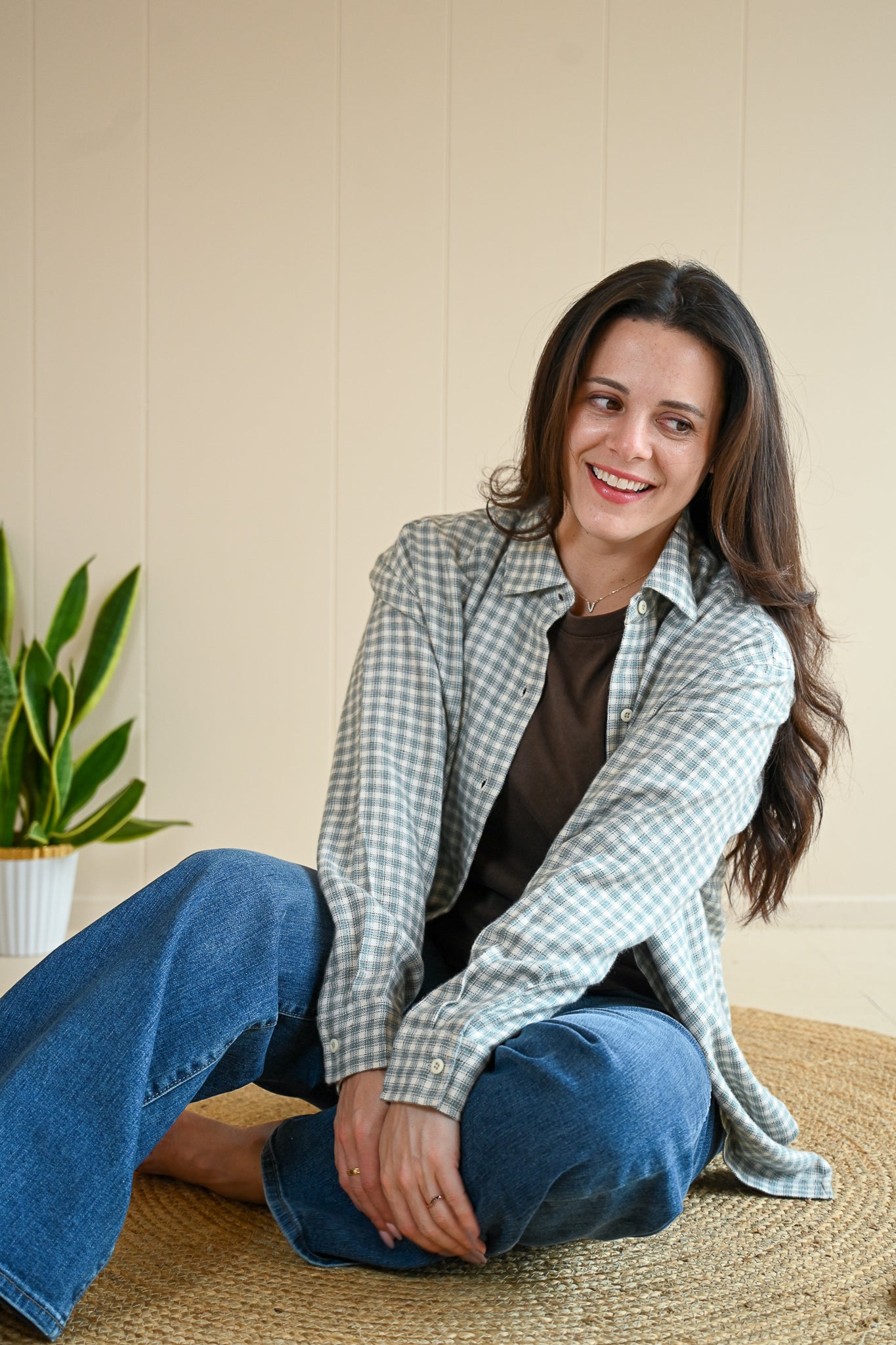Lincoln Plaid Button-Up Top - Sky Fog