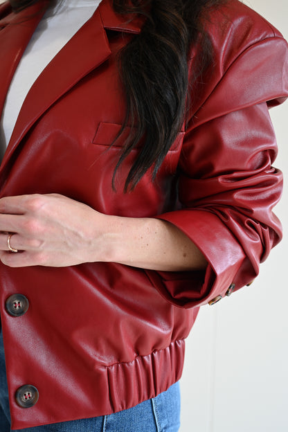 Acropolis Street Vegan Leather Bomber Jacket