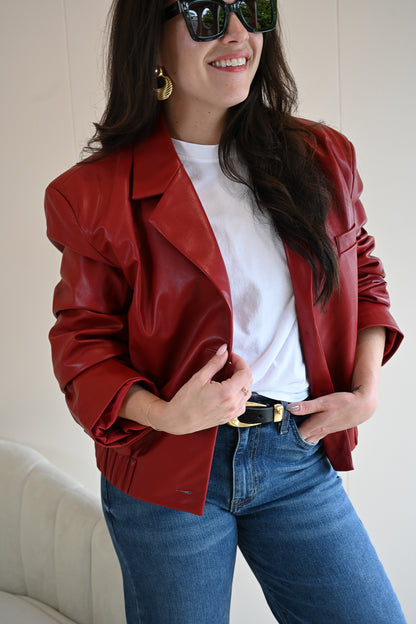 Acropolis Street Vegan Leather Bomber Jacket