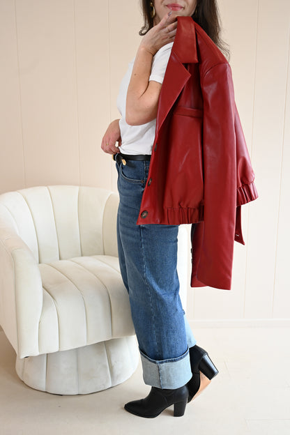 Acropolis Street Vegan Leather Bomber Jacket
