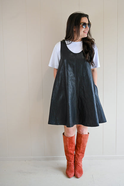 Briggs Street Vegan Leather A-Line Dress