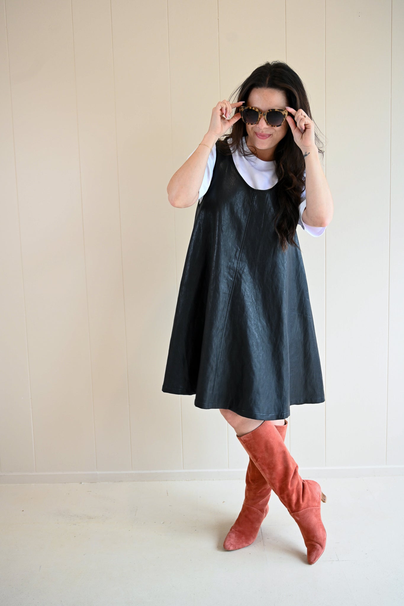Briggs Street Vegan Leather A-Line Dress