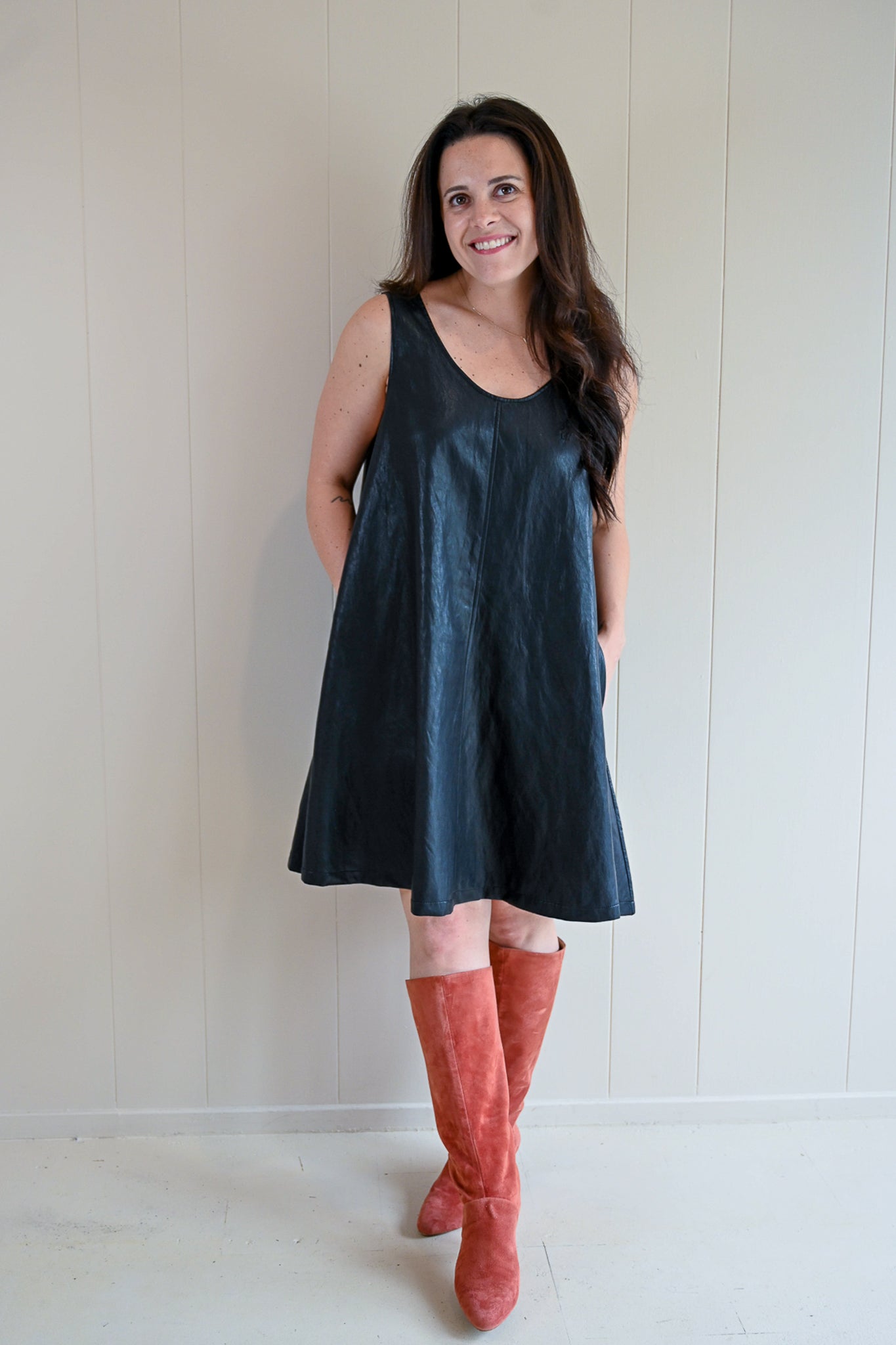 Briggs Street Vegan Leather A-Line Dress