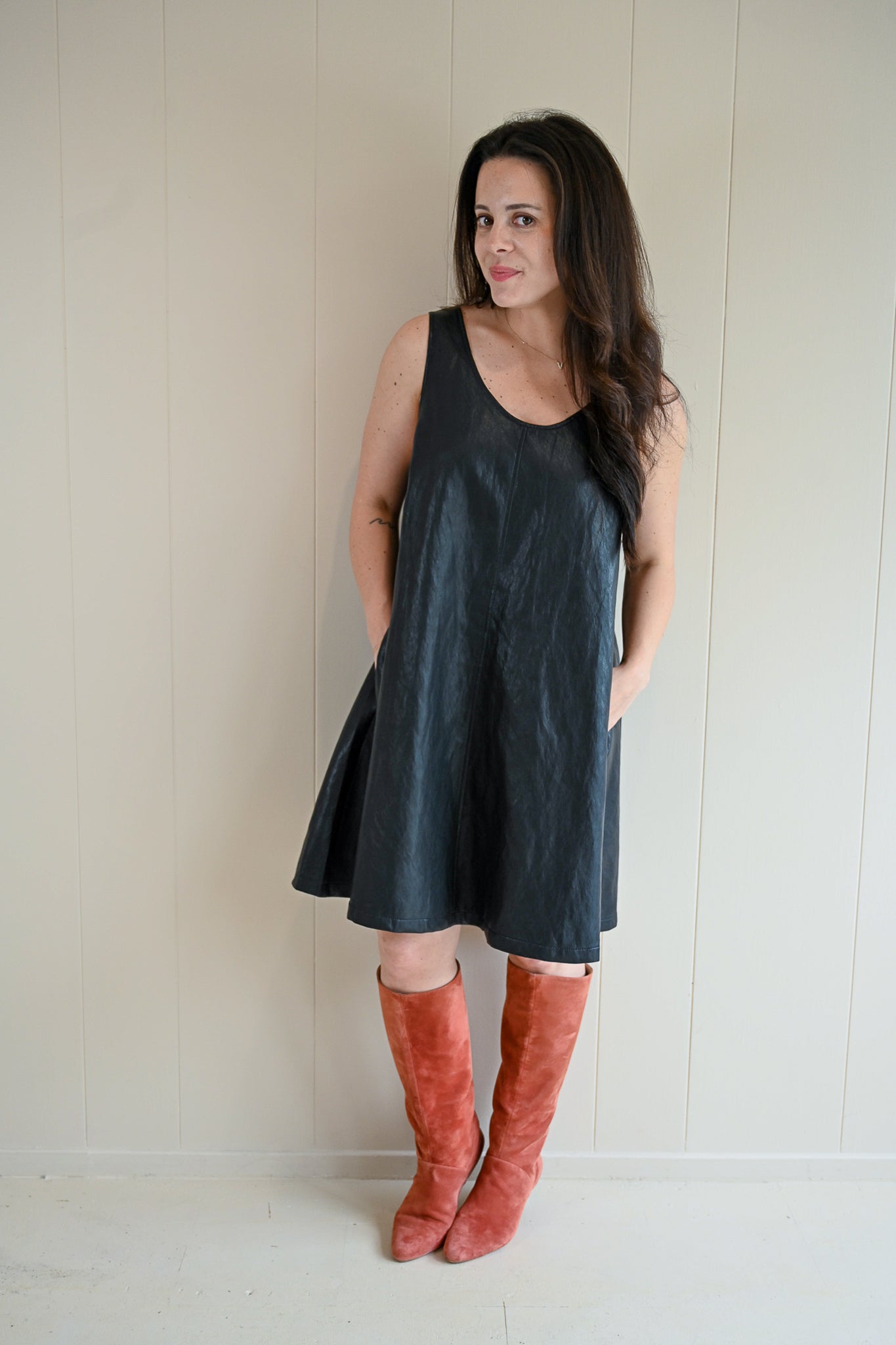 Briggs Street Vegan Leather A-Line Dress