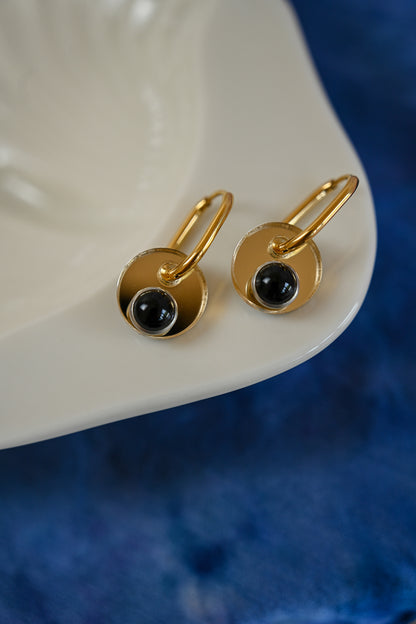 Gold Medallion Oval Hoops