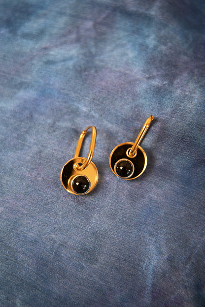 Gold Medallion Oval Hoops