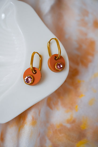 Tan Medallion Oval Hoops