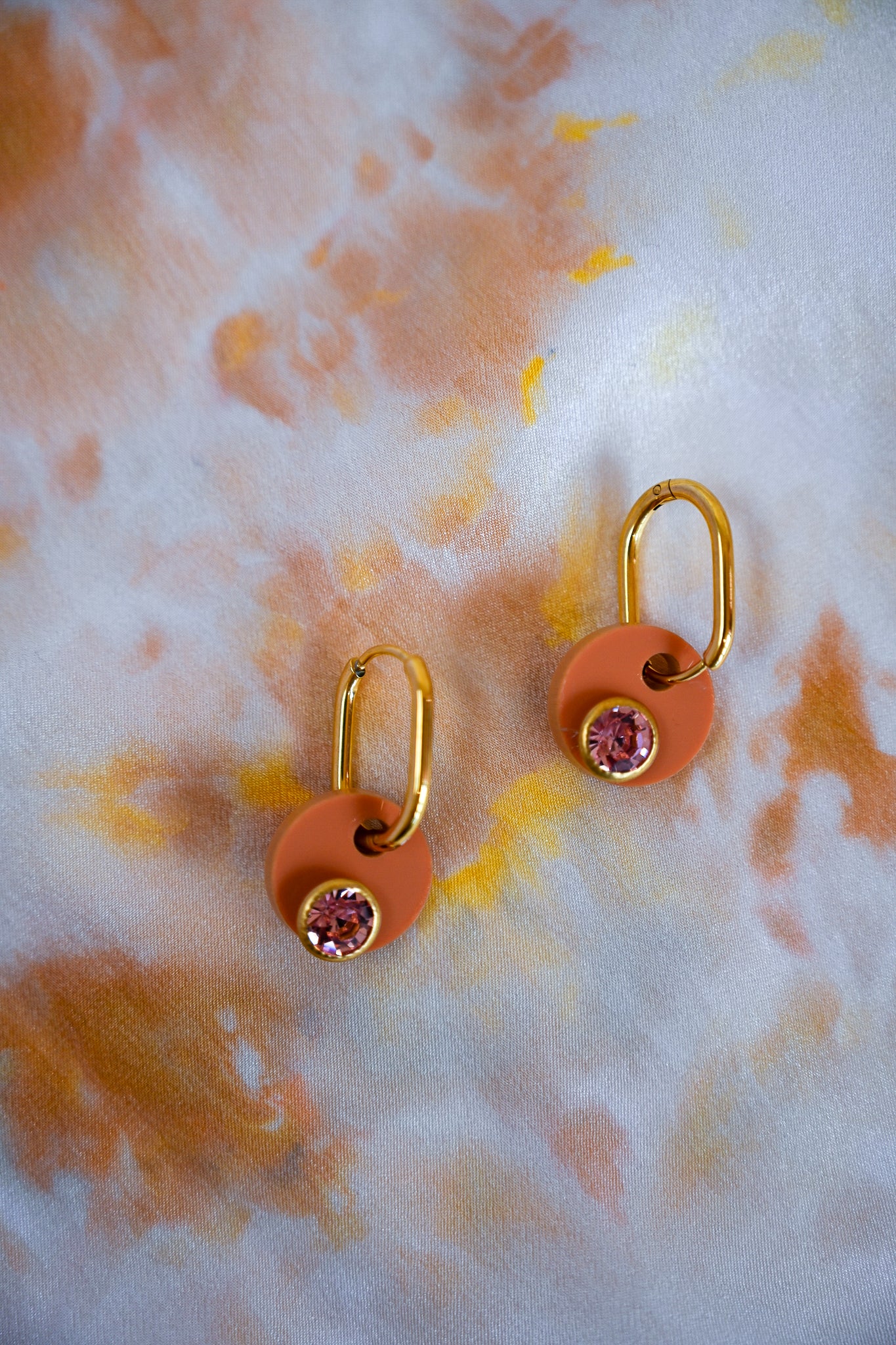Tan Medallion Oval Hoops