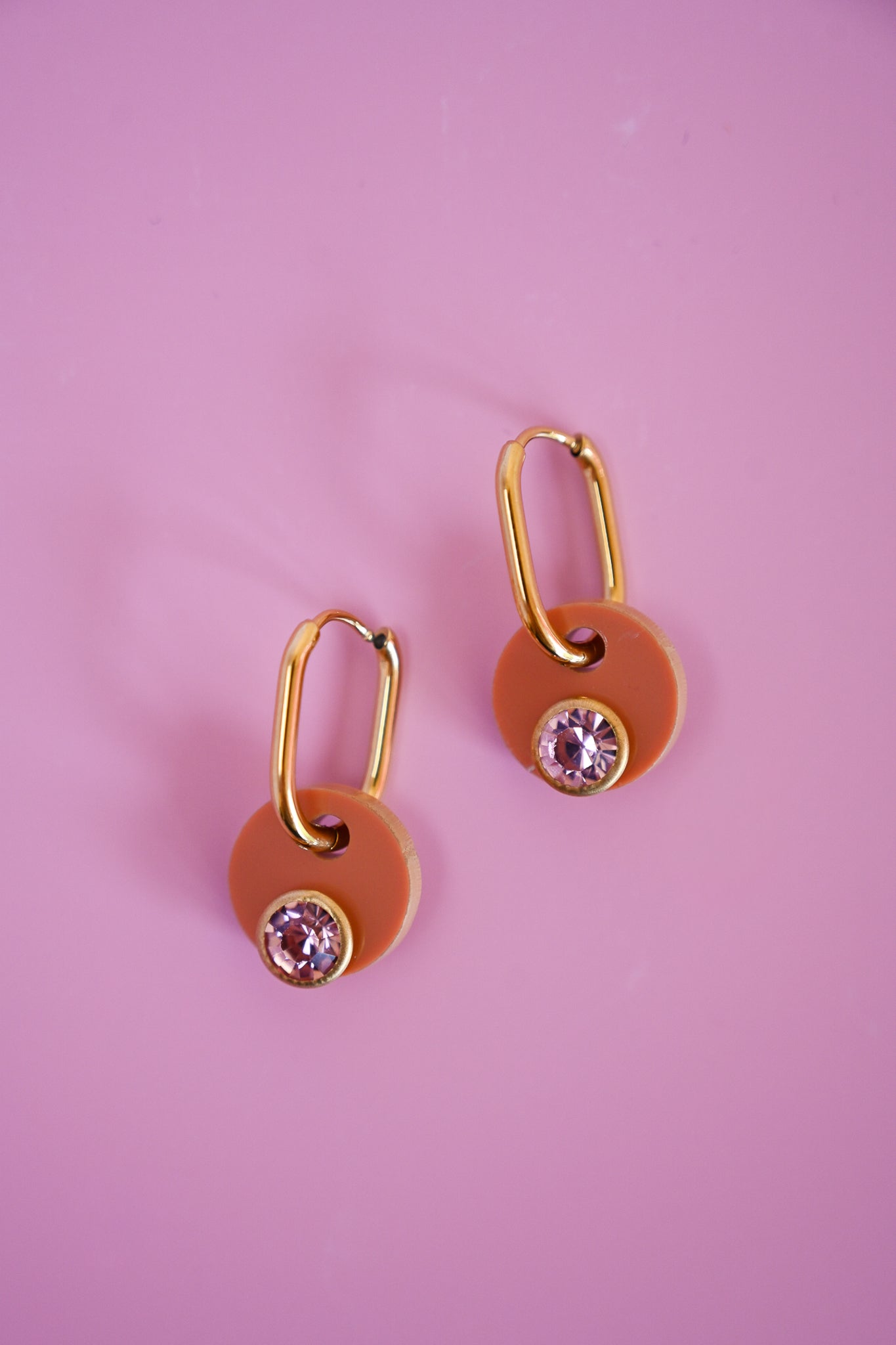 Tan Medallion Oval Hoops