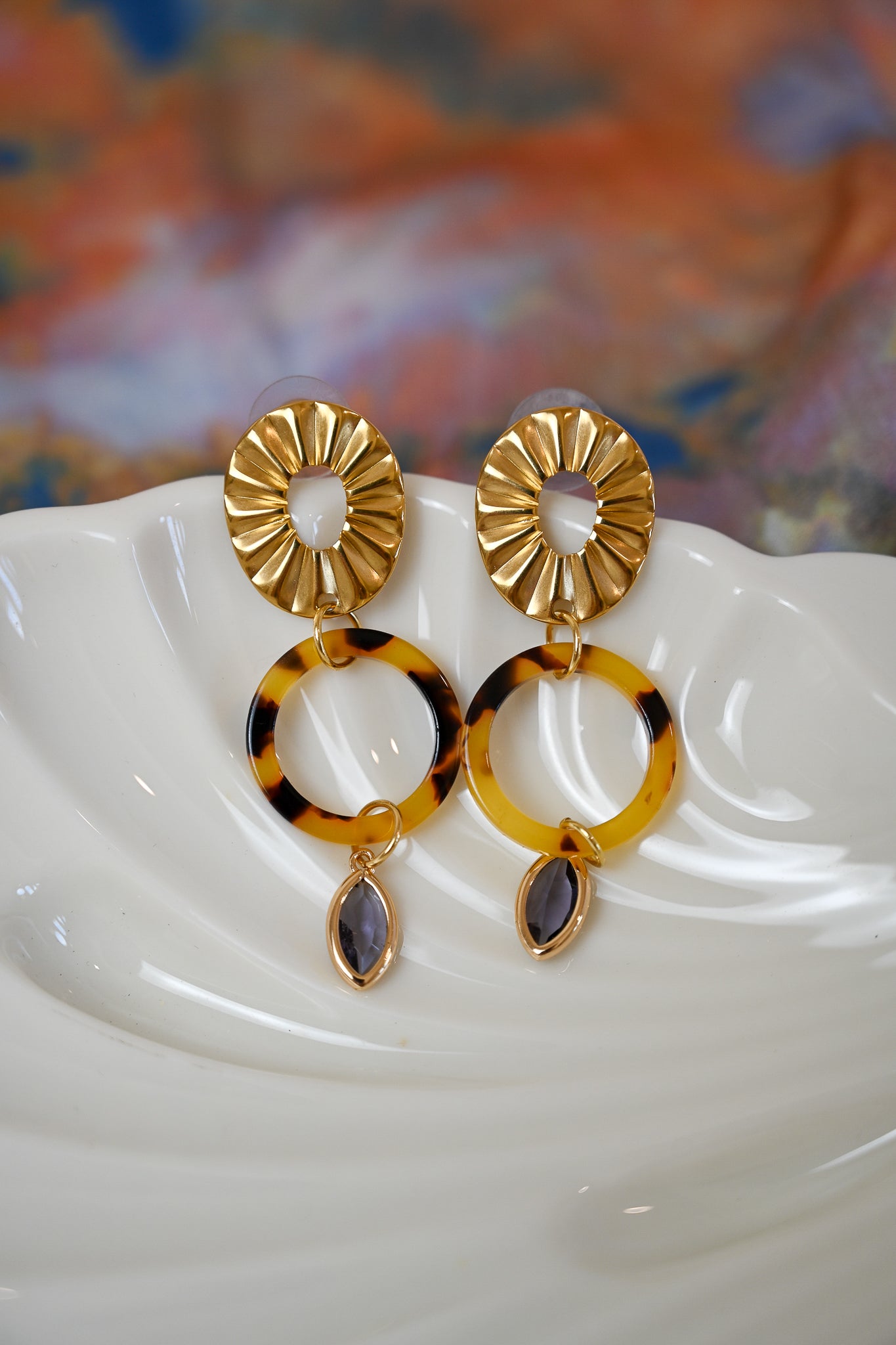 Tortoise Dangle Post Earrings