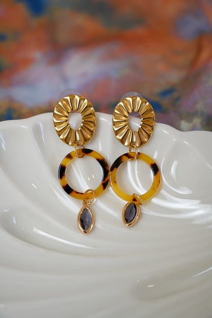 Tortoise Dangle Post Earrings