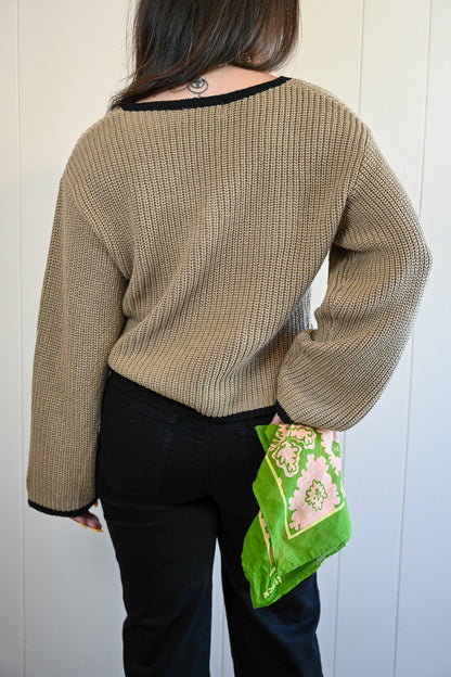 Hillside Avenue Contrast Trim Knit Sweater