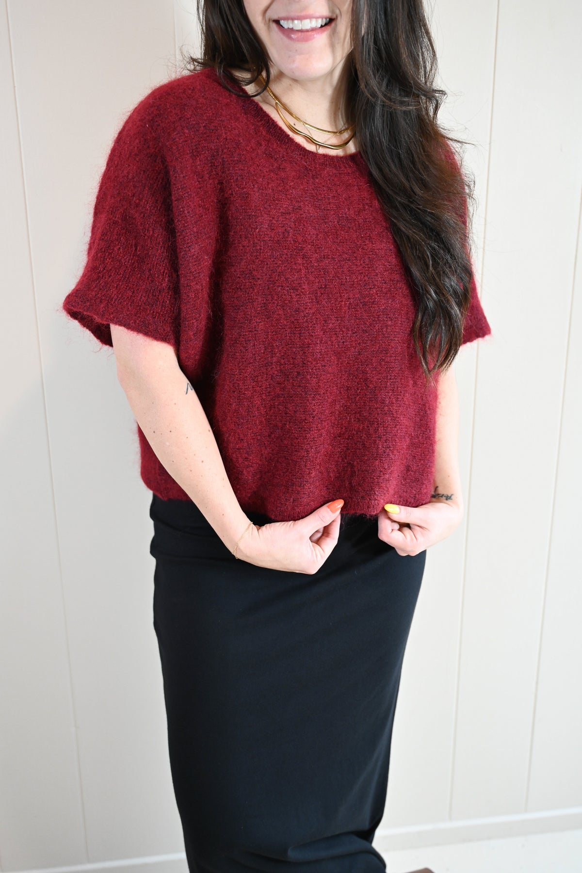Evergreen Road Short Sleeve Sweater