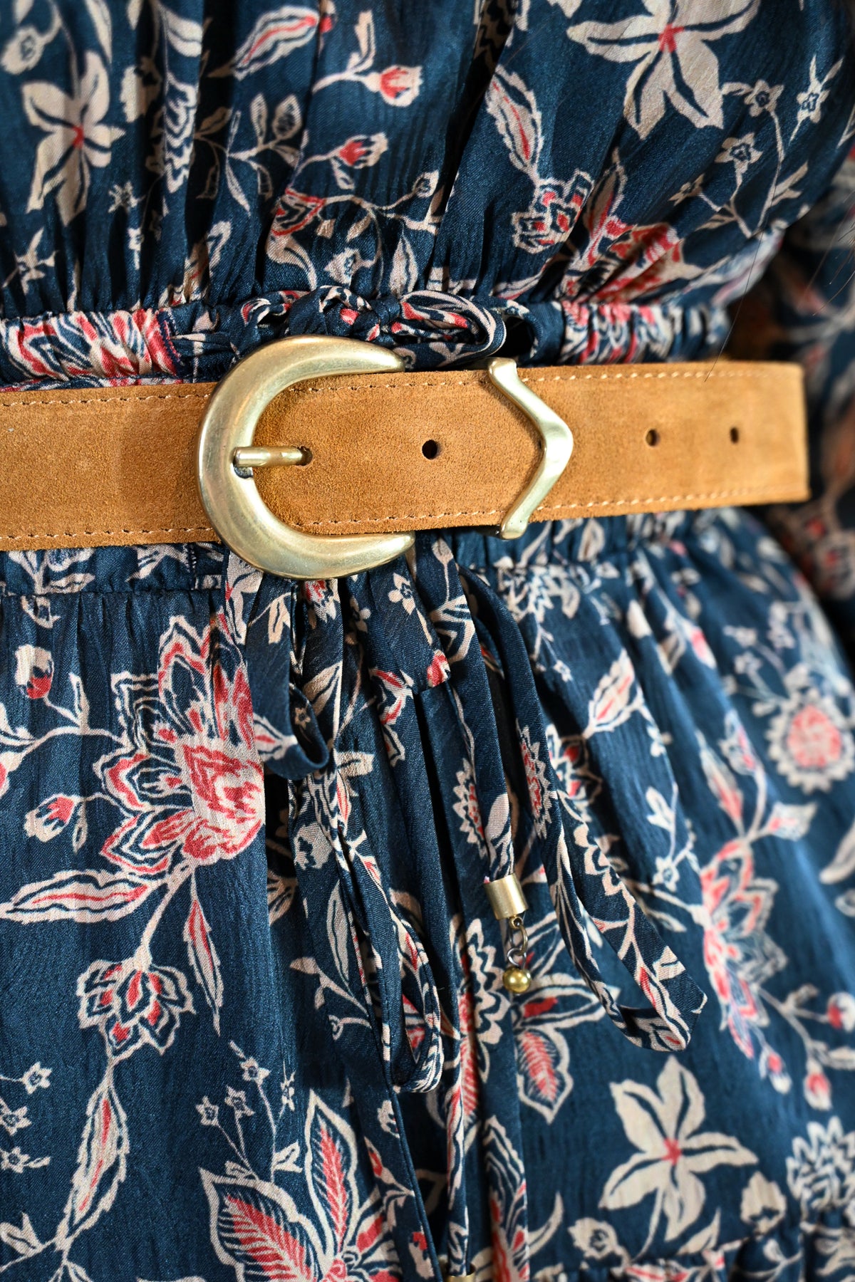 Camel Skinny Leather Belt