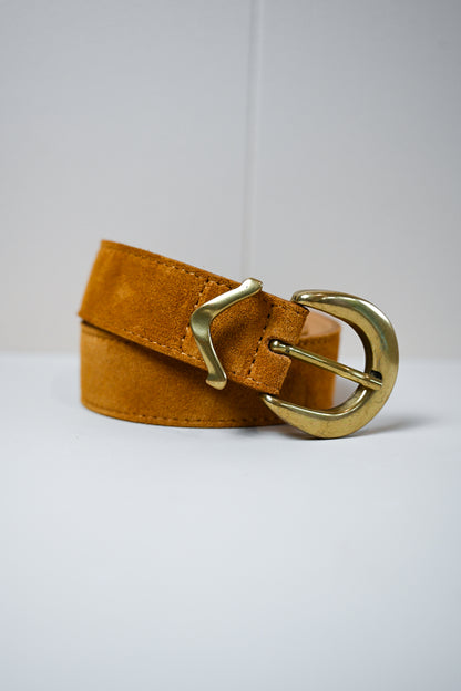 Camel Skinny Leather Belt