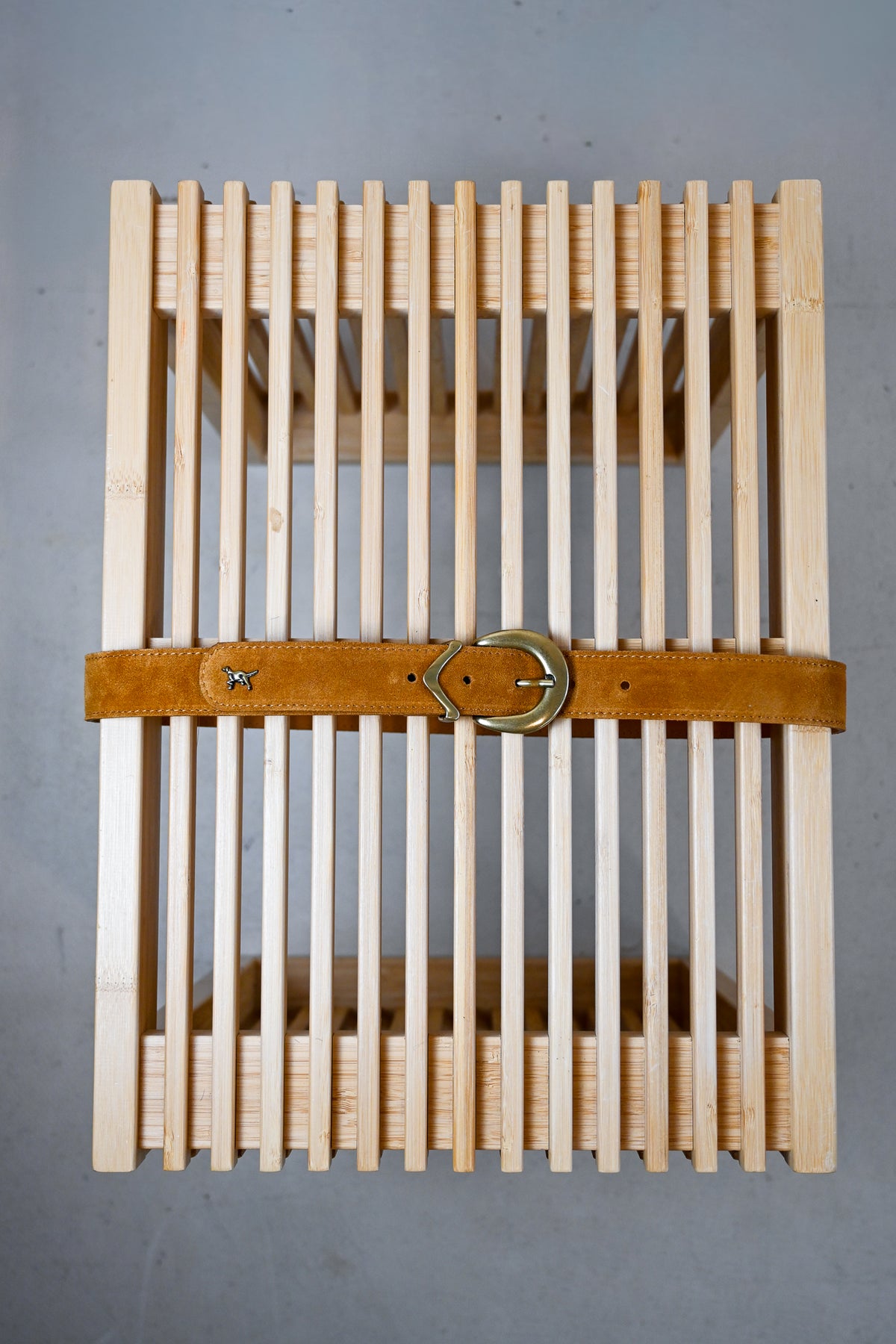 Camel Skinny Leather Belt