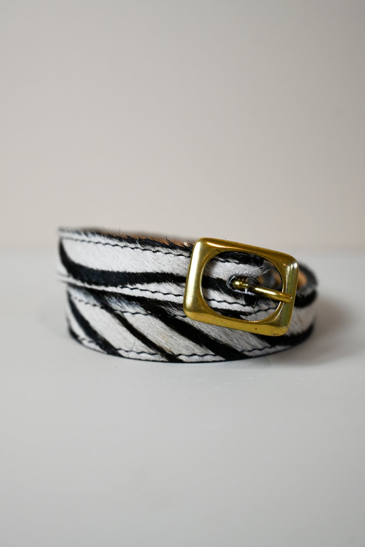 Cowhide Zebra Skinny Belt
