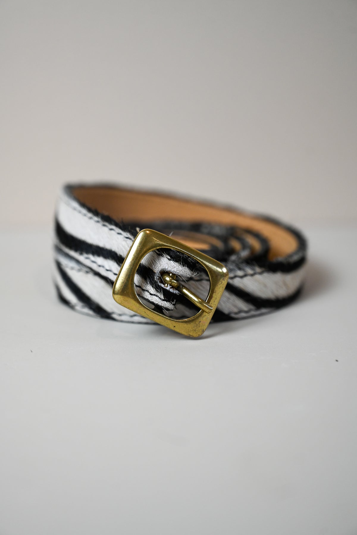 Cowhide Zebra Skinny Belt
