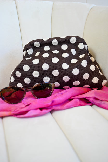 Beach Street Clutch - Chocolate + White