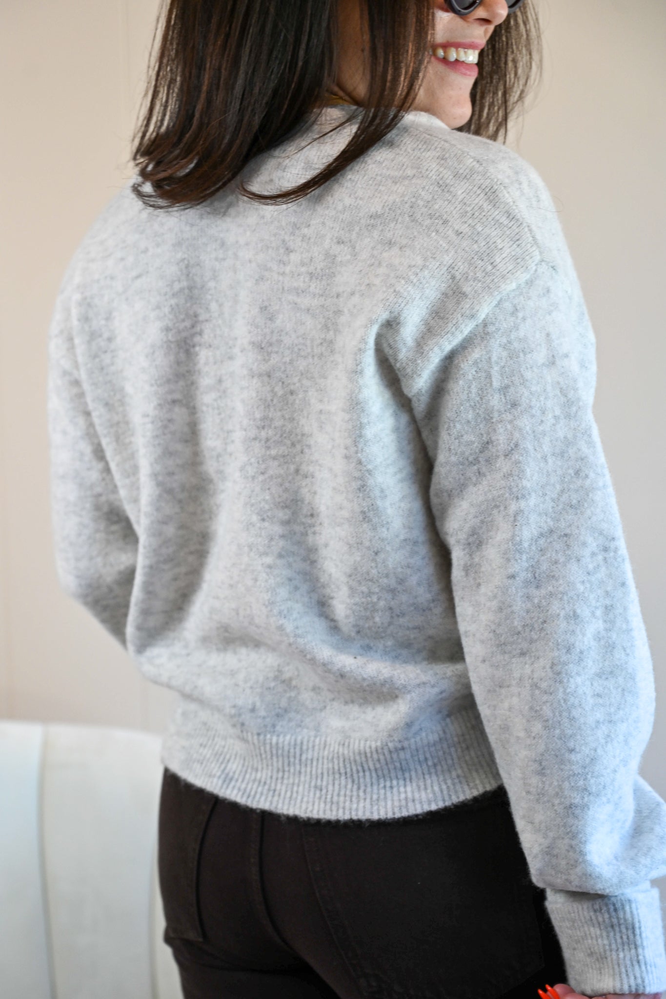 Naiad Street V Neck Sweater - Fog
