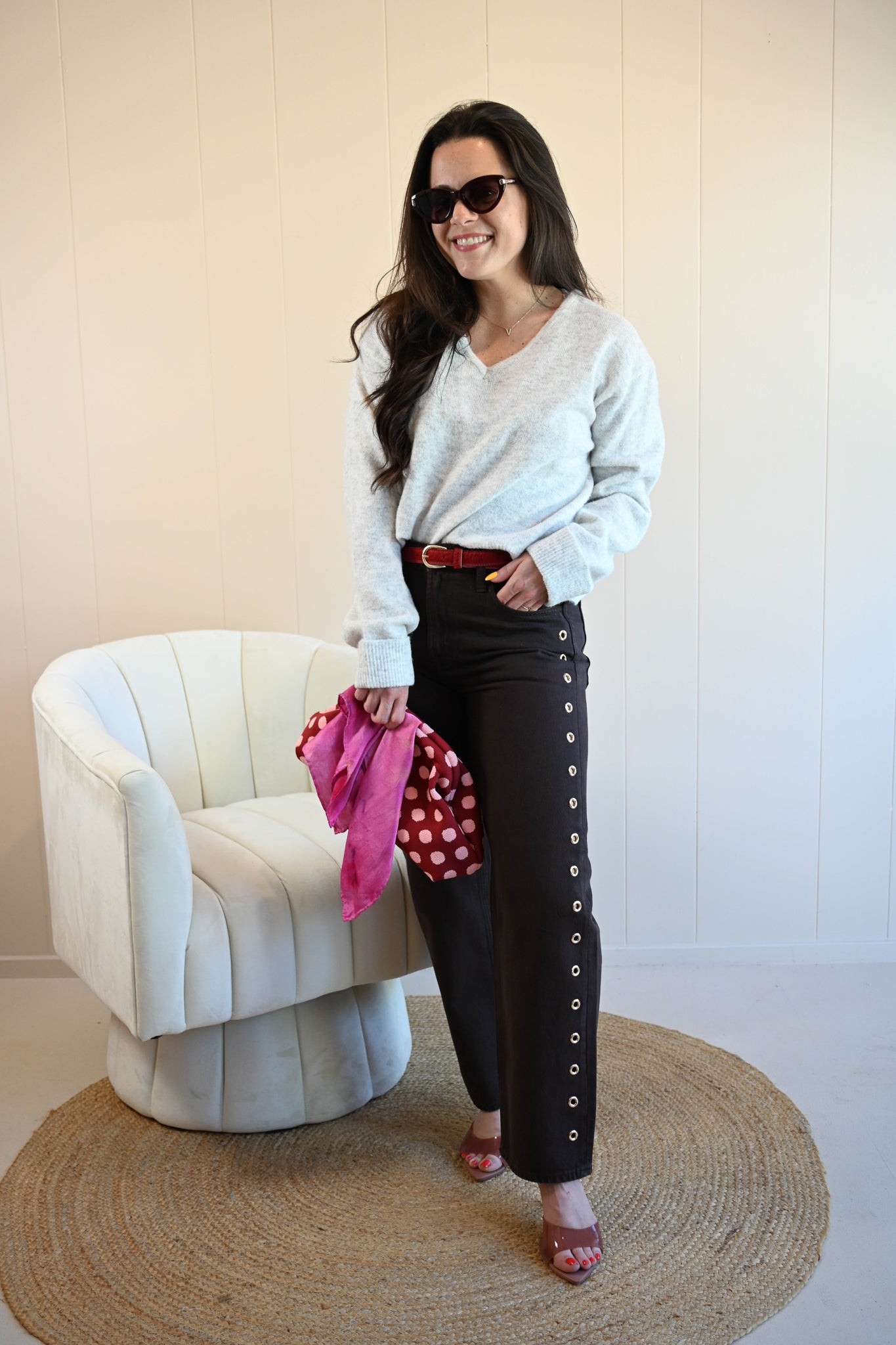 Pine Garden Chocolate Gold Grommets Ankle Jeans