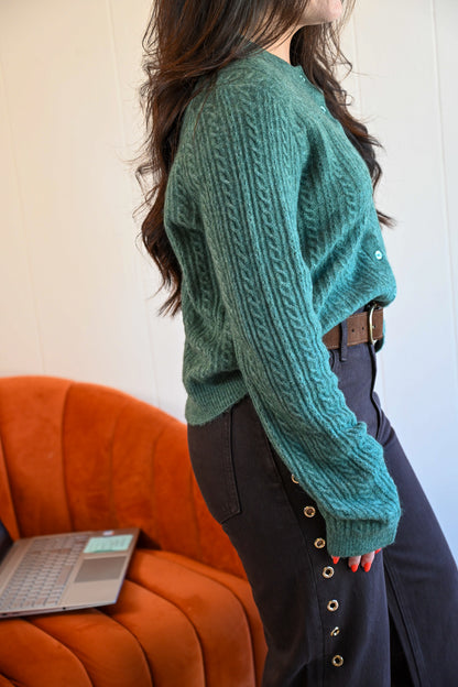 Marine Street Cable Cardigan - Coastal Eucalyptus