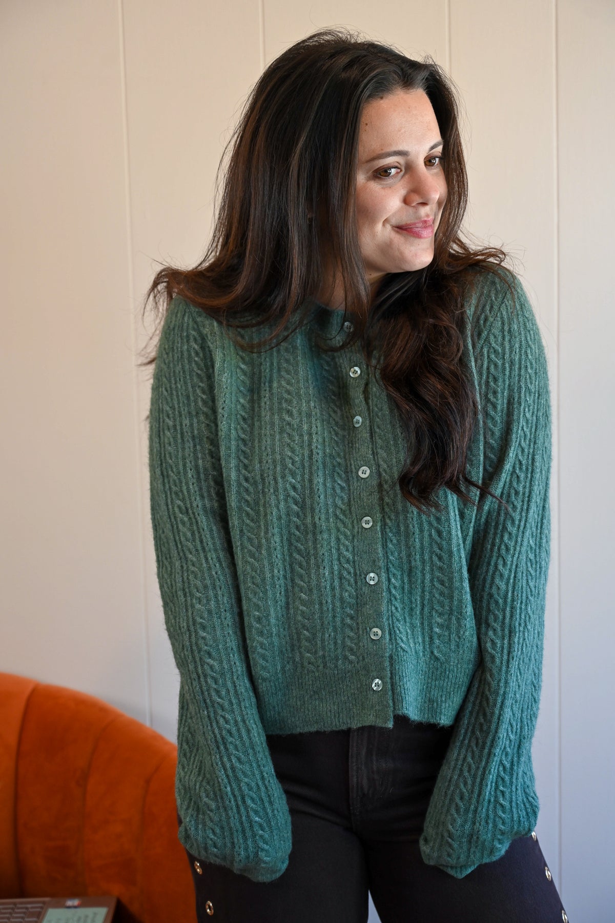 Marine Street Cable Cardigan - Coastal Eucalyptus