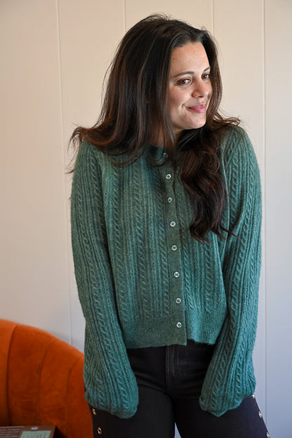 Marine Street Cable Cardigan - Coastal Eucalyptus