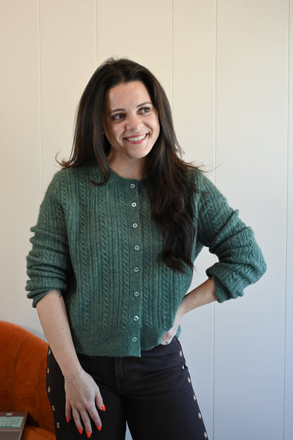 Marine Street Cable Cardigan - Coastal Eucalyptus