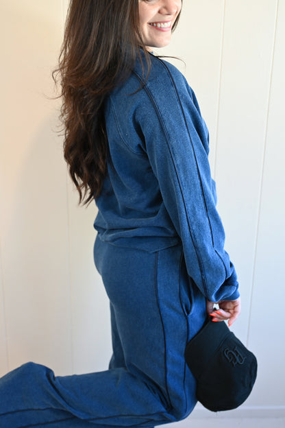 Clyte Street Denim Stripe Track Pant