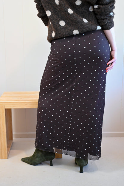 Laurel Avenue Polka Dot Mesh Midi Skirt