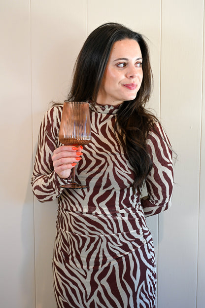 Laine Street Zebra Mesh Midi Dress