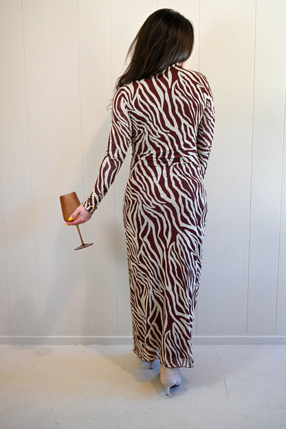 Laine Street Zebra Mesh Midi Dress