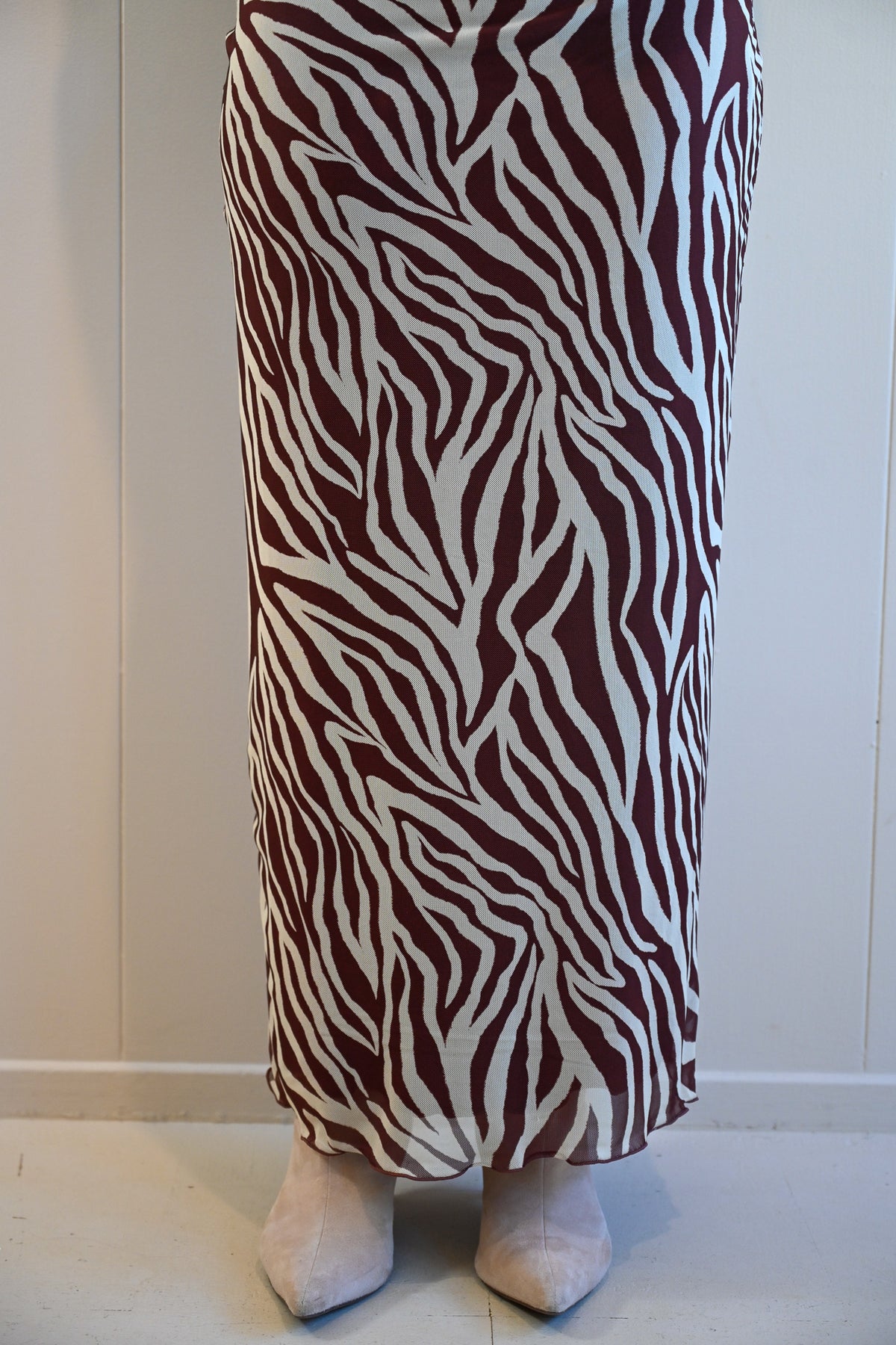 Laine Street Zebra Mesh Midi Dress