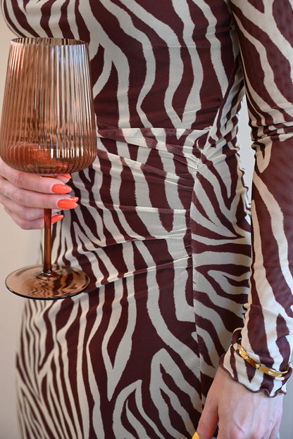 Laine Street Zebra Mesh Midi Dress