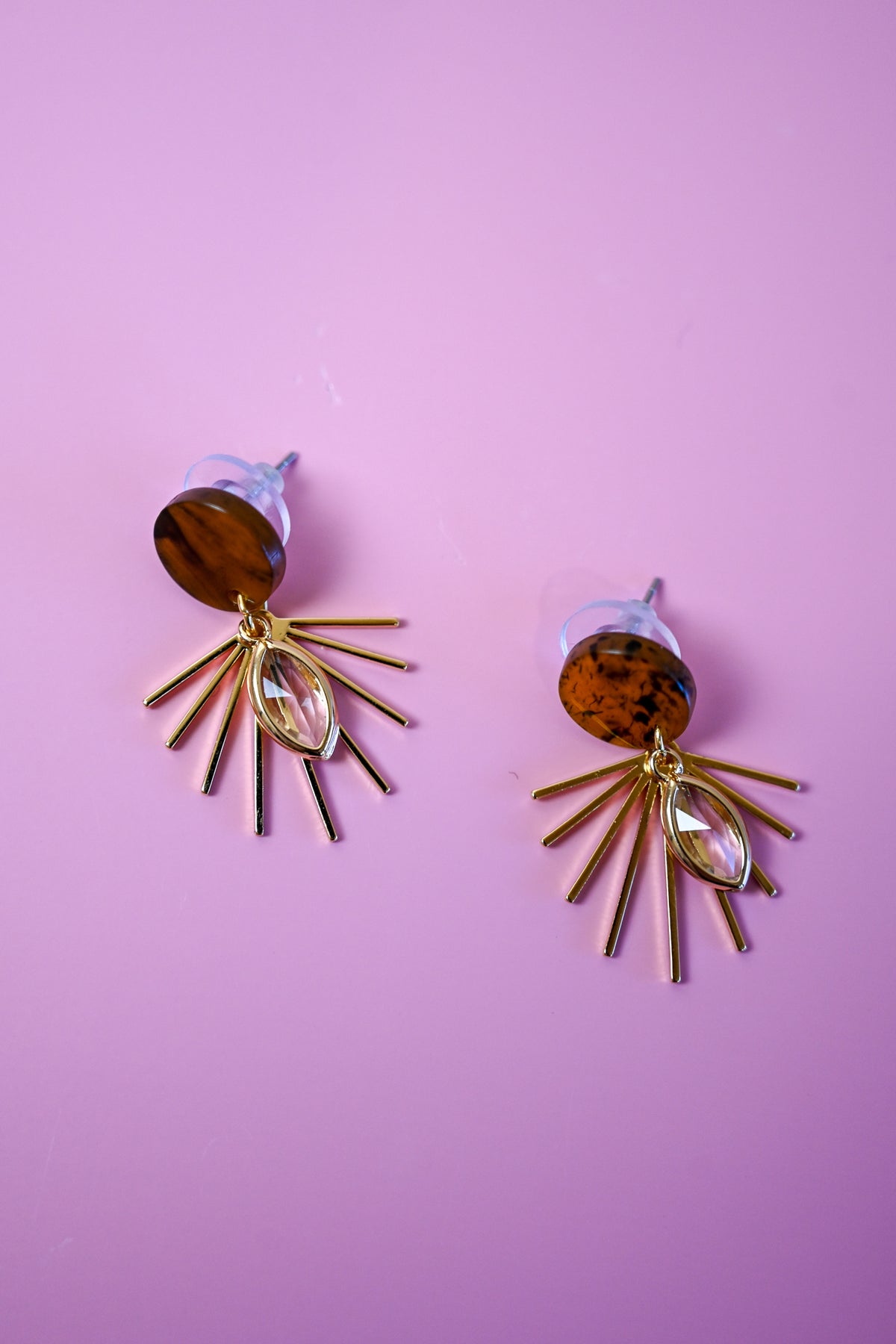 Tortoise Sunburst Post Earrings