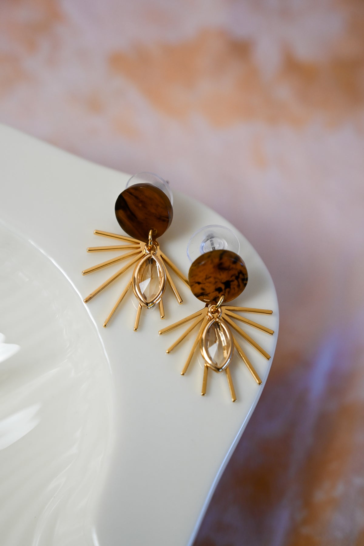 Tortoise Sunburst Post Earrings