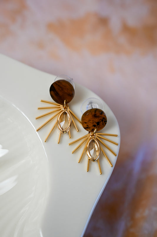 Tortoise Sunburst Post Earrings