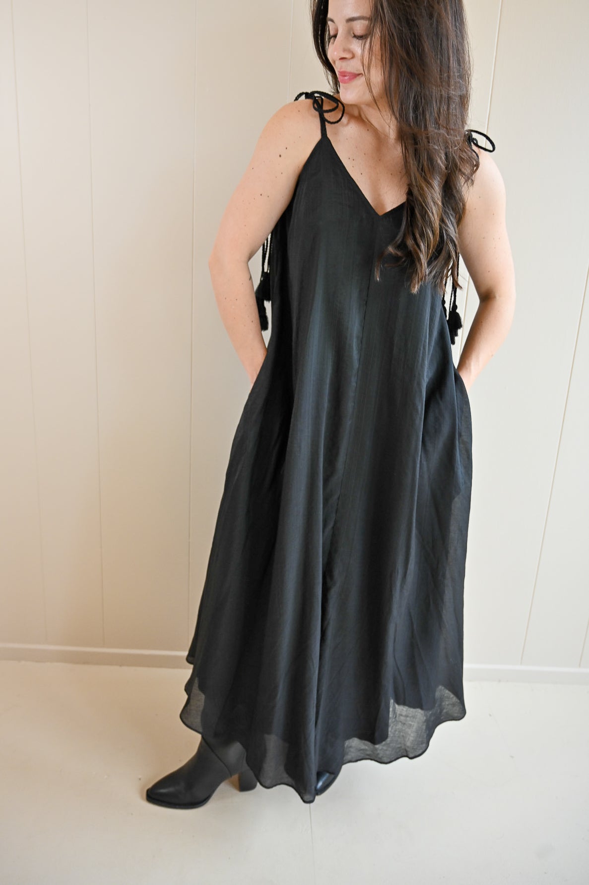 Laurie Tassel Strap Midi Dress