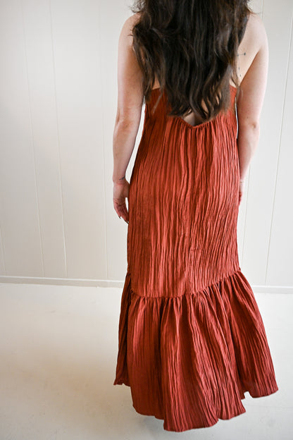 Park Place Textured Cross Back Midi Dress