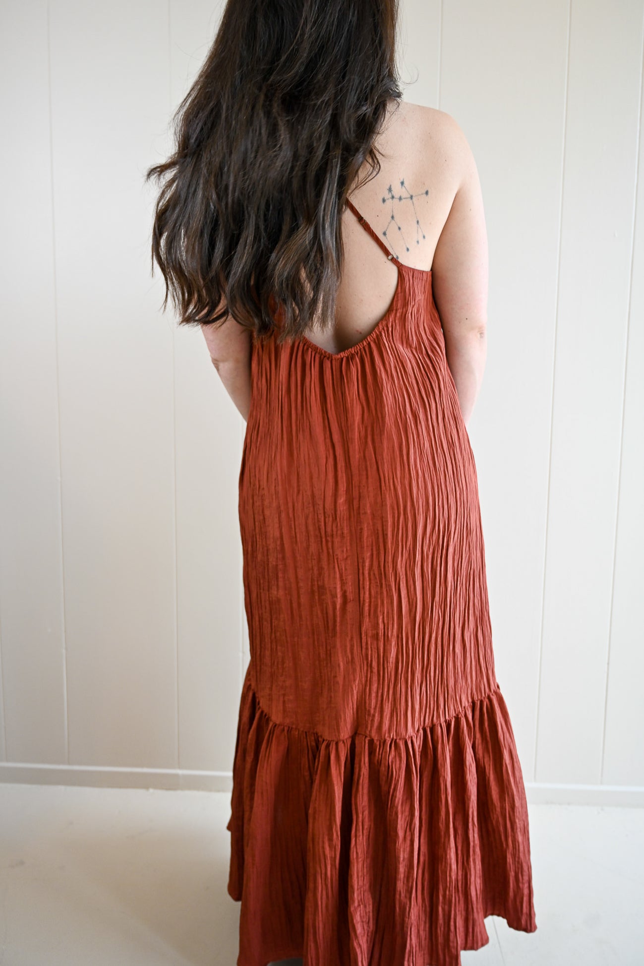 Park Place Textured Cross Back Midi Dress