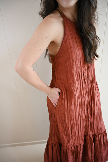 Park Place Textured Cross Back Midi Dress