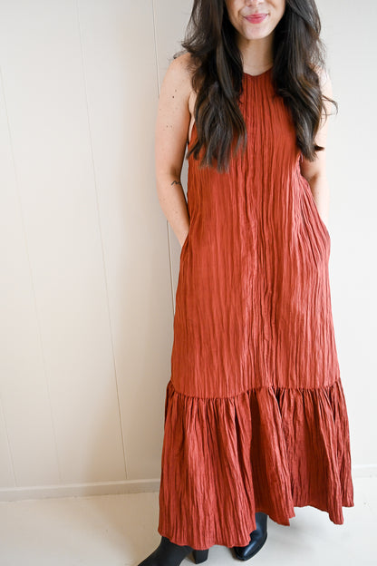 Park Place Textured Cross Back Midi Dress