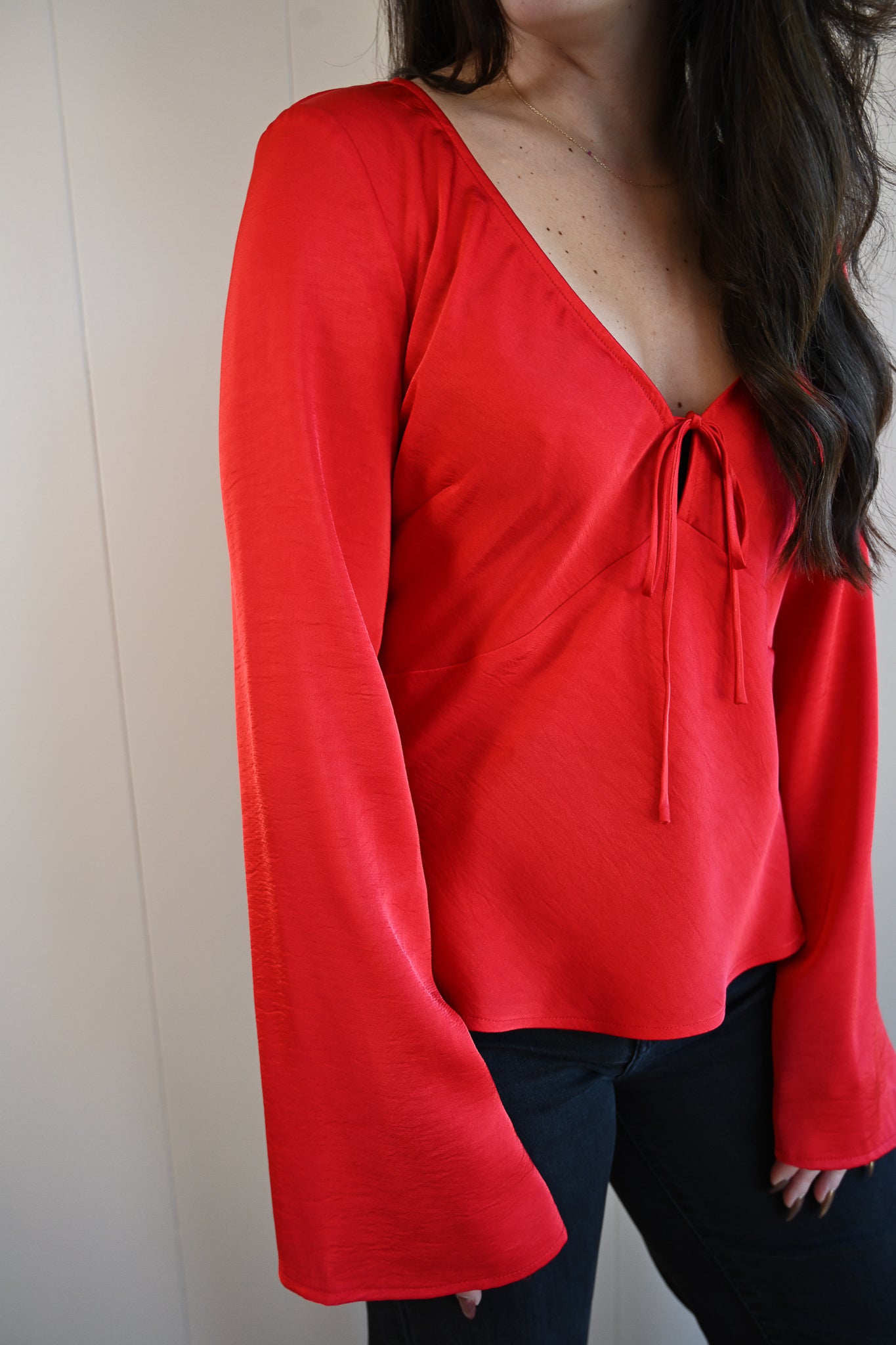 Spray Street Tie Front Blouse